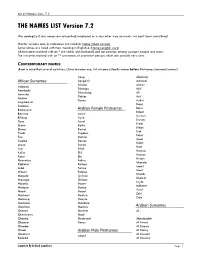 THE NAMES LIST Version 7.2 -.:: GEOCITIES.Ws