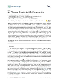 Air Filter and Selected Vehicle Characteristics