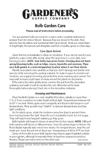 Bulb Garden Care Please Read All Instructions Before Proceeding