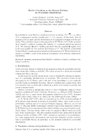 Hardy's Condition in the Moment Problem for Probability Distributions