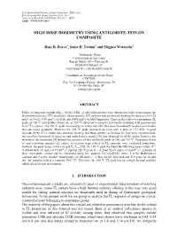 High Dose Dosimetry Using Antigorite-Teflon Composite