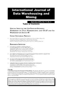 International Journal of Data Warehousing and Mining