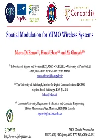 Spatial Modulation for MIMO Wireless Systems