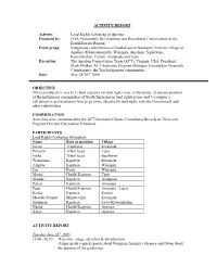 ACTIVITY REPORT Activity: Land