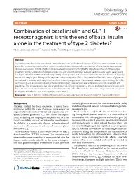 Combination of Basal Insulin and GLP-1 Receptor Agonist
