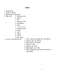 Contents 1. Introduction 2. Fomat of Record 3. Description of Variables