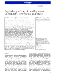 Equivalency of Tricyclic Antidepressants in Openlabel