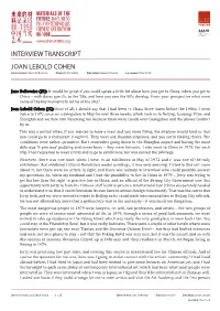 Joan Lebold Cohen Interview Transcript