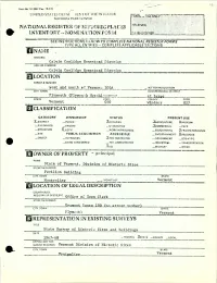 National Register of Historic Places Inventory Nomina It on Foi M [(Name Jh Location ^Classification Owner of Property