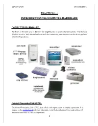 Practical: 1 Introduction to Computer Hardware