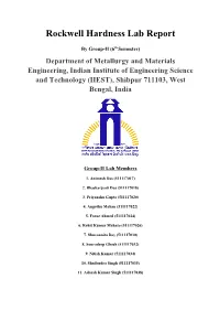 Rockwell Hardness Lab Report