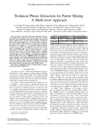 Technical Phrase Extraction for Patent Mining: a Multi-Level Approach