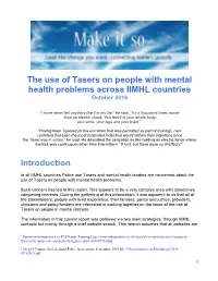 The Use of Tasers on People with Mental Health Problems Across IIMHL Countries October 2016