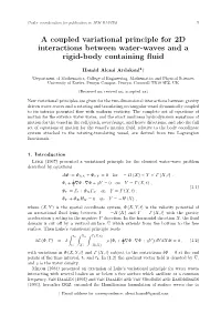 A Coupled Variational Principle for 2D Interactions Between Water-Waves and a Rigid-Body Containing ﬂuid