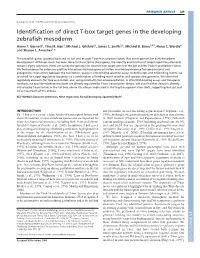 Identification of Direct T-Box Target Genes in the Developing Zebrafish Mesoderm Aaron T
