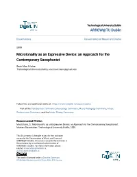 Microtonality As an Expressive Device: an Approach for the Contemporary Saxophonist