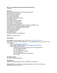 NE1720 Annual Meeting (Virtual) Hosted by Highland CC, 11/9/2020
