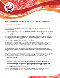 Non-Derogation Clause in Bill C-15 – a Brief Analysis Paul Joffe (December 30, 2020)