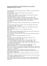 Dept of the History of Art and Architecture List of Conferred Postgraduate Degrees, 1971-2020