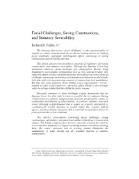 Facial Challenges, Saving Constructions, and Statutory Severability
