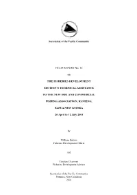 Field Report No. 12 on the Fisheries Development Section's Technical