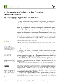 Implementation of Chatbot in Online Commerce, and Open Innovation