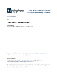 “Junk Science”: the Criminal Cases