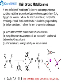 Main Group Metallocenes