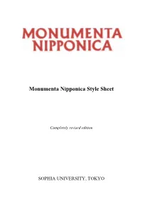 Monumenta Nipponica Style Sheet