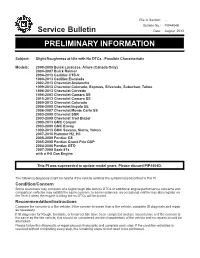 Service Bulletin PRELIMINARY INFORMATION