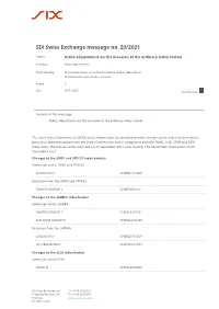 SIX Swiss Exchange Message No. 20/2021
