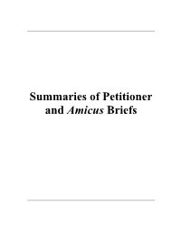 Summaries of Petitioner and Amicus Briefs
