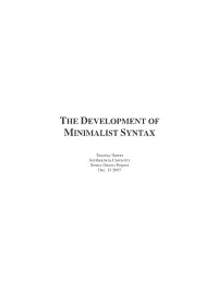 The Development of Minimalist Syntax