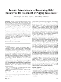 Aerobic Granulation in a Sequencing Batch Reactor for the Treatment of Piggery Wastewater