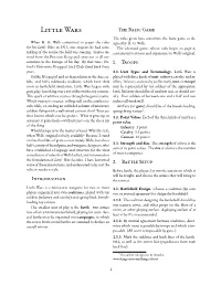 Little Wars the Basic Game the Rules Given Here Constitute the Basic Game As De- When H