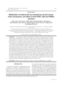 Metabolism of Methiocarb and Carbaryl by Rat and Human Livers and Plasma, and Effect on Their PXR, CAR and Pparα Activities