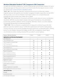 Windows Embedded Standard 7 SP1 Components SKU Comparison This Table Is for Informational Purposes Only
