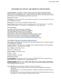 640E Neurology Critical Care (Neuro Icu Core Rotation)
