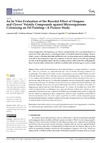An in Vitro Evaluation of the Biocidal Effect of Oregano and Cloves’ Volatile Compounds Against Microorganisms Colonizing an Oil Painting—A Pioneer Study