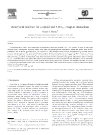 Behavioral Evidence for A-Opioid and 5-HT 2A Receptor Interactions
