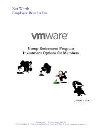 Group Retirement Program Investment Options for Members
