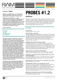 PROBES #1.2 Devoted to Exploring the Complex Map of Sound Art from Different Points of View Organised in Curatorial Series