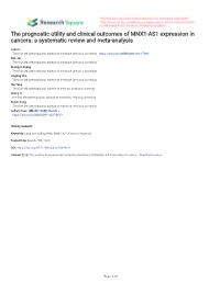 The Prognostic Utility and Clinical Outcomes of MNX1-AS1 Expression in Cancers: a Systematic Review and Meta-Analysis