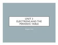 Unit 3 Electrons and the Periodic Table