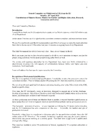 1 Seanad Committee on Withdrawal of UK from the EU Monday, 26Th April