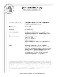 (BOP) Standardized Chapel Library Project Book List