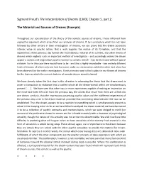 Chapter 5, Part 2: the Material and Sources of Dreams (Excerpts)