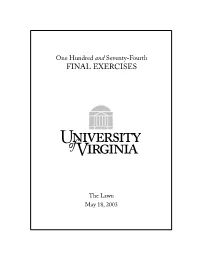 Class of 2003 Finals Program