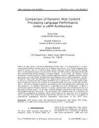 Comparison of Dynamic Web Content Processing Language Performance Under a LAMP Architecture