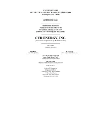 CVR ENERGY, INC. (Exact Name of Registrant As Specified in Its Charter)